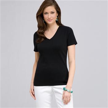 半袖 V ネック T シャツ, ブラック, large