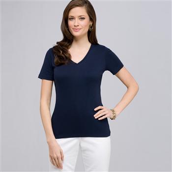 半袖 V ネック T シャツ, スイスネイビー, large