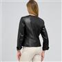 Leather Top Front Studded Jacket, Black, small