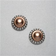 ブロンズクリップオンボタンイヤリング, シルバーオックス, medium