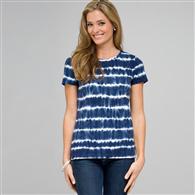 クルーネック T シャツ, スイスネイビー & ホワイト, medium