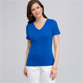 半袖 V ネック T シャツ, ブルー, large