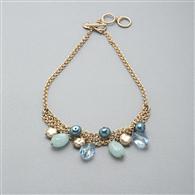 3 連ドロップネックレス, ブルー, medium